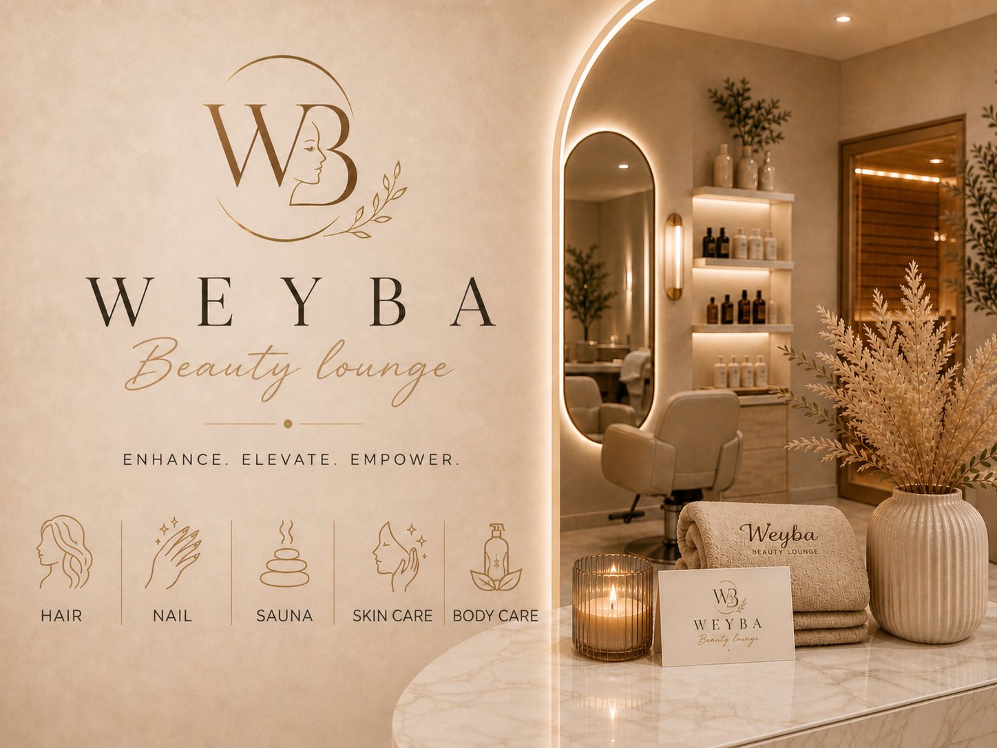 Relaxing beauty lounge environment